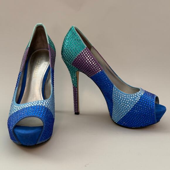 Enzo Angiolini Pumps Etonell Stiletto Rhinestone Peep Toe - Picture 3 of 7